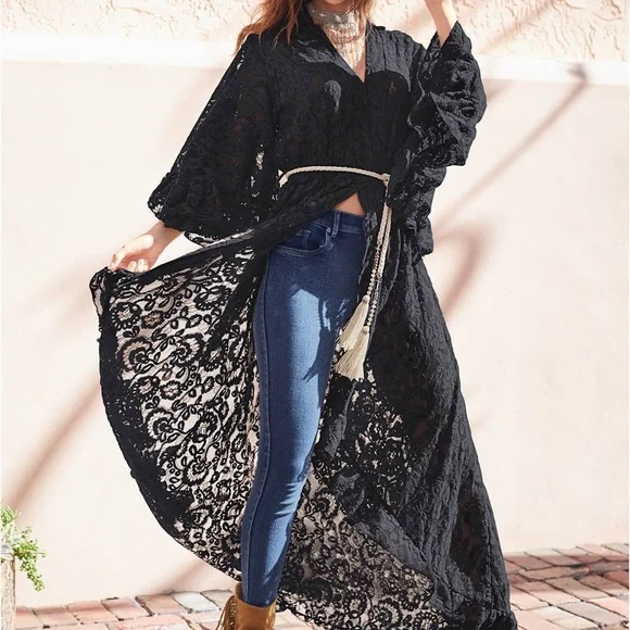 Sold elsewhere Venus All-over lace defines this wrap style maxi top  new size 8 - Picture 2 of 6